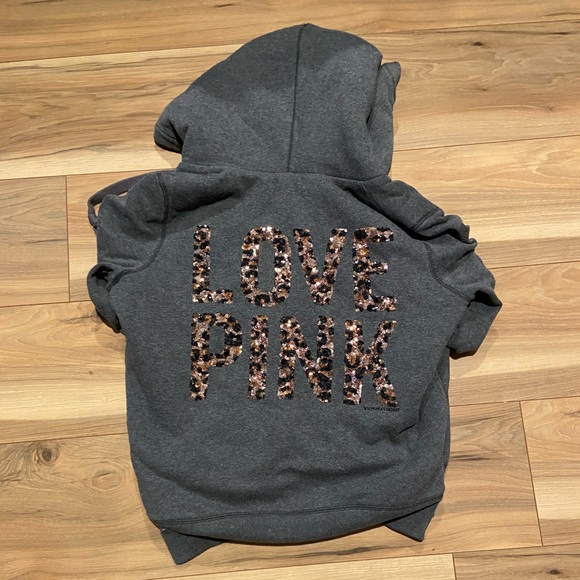 ‘PINK’ FUR HOODED ZIP UP - Picture 2 of 2